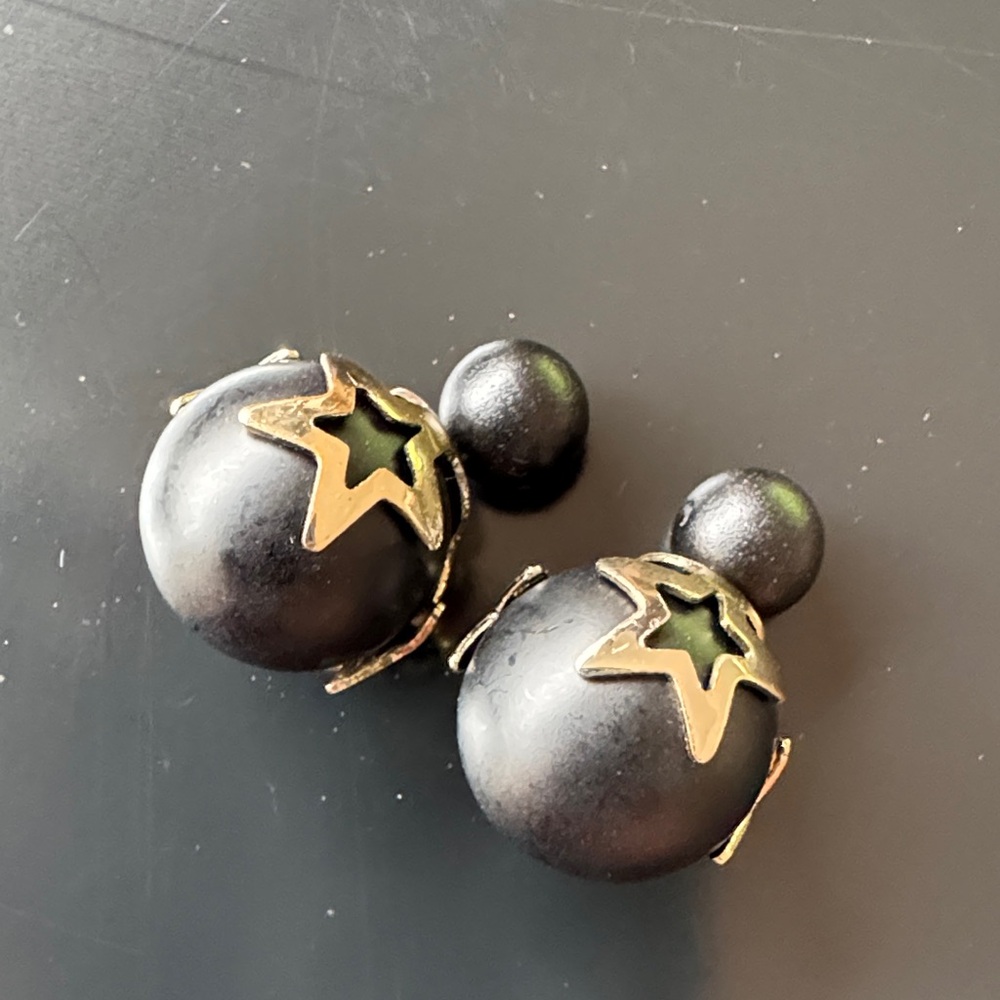 Black and Gold Star Earrings